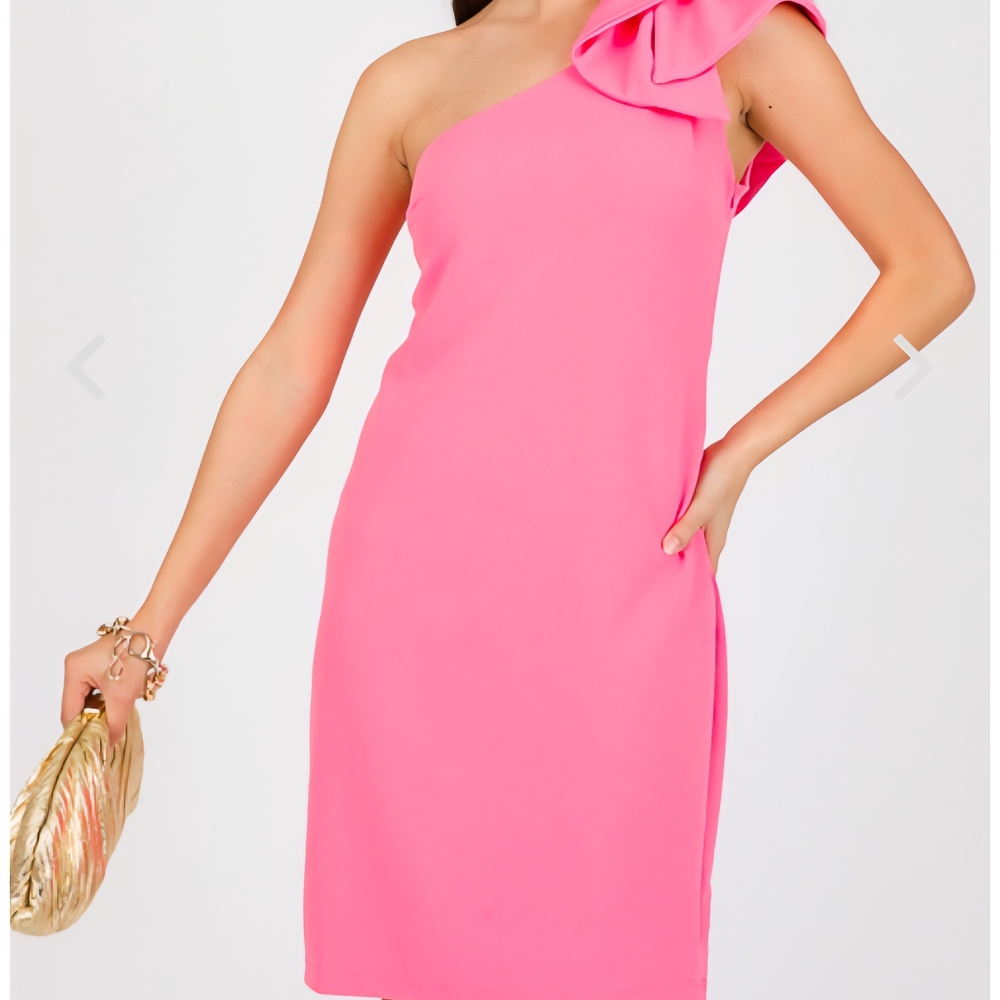 Chic One-Shoulder Pink Dress. Great Prom Dress
